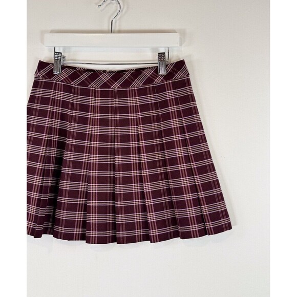 Aritzia Sunday Best Womens Skirt Red Mini Box Pleat Plaid Academia Grunge Size 2 - Picture 5 of 10